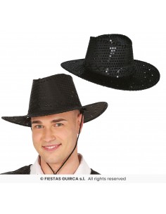 CAPPELLO COWBOY NERO CON PAILLETES