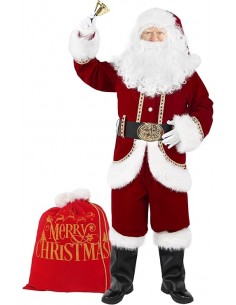 COSTUME BABBO NATALE LUSSO IN VELLUTO PESANTE CON PELUCHE...