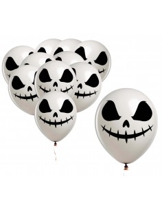 SACCHETTO 10 PALLONCINI BIANCHI FANTASMA 30 CM