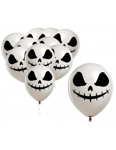SACCHETTO 10 PALLONCINI BIANCHI FANTASMA 30 CM