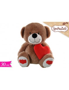 PELUCHE ORSO CON CUORE ROSSO 30CM - L'Officina delle feste