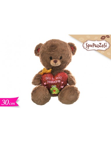 PELUCHE ORSO CON CUORE SCRITTA "SEI IL MIO PRINCIPE" 30CM -