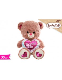 PELUCHE ORSO CON CUORE SCRITTA "TI VOGLIO BENE" 30CM -