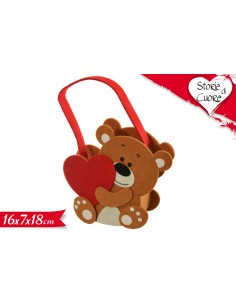 BORSETTA DECORATIVA ORSO CON CUORE 16X7X18CM - L'Officina delle