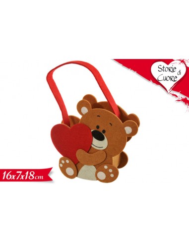 BORSETTA DECORATIVA ORSO CON CUORE 16X7X18CM - L'Officina delle