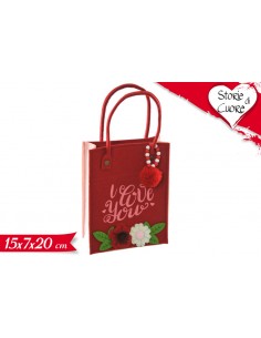 BORSETTA DECORATIVA SCRITTA "i LOVE YOU" 16X7X18CM - L'Officina