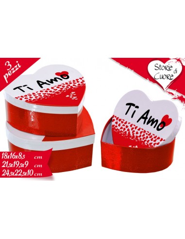 SCATOLA CUORE SCRITTA "TI AMO" CM 18x16x5x8,5H 1PZ - L'Officina