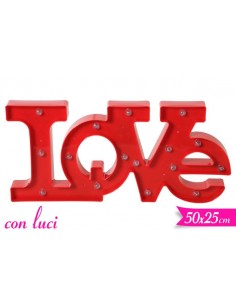 SCRITTA LOVE IN PLASTICA CON LUCI 50X25CM