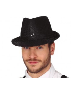 CAPPELLO GANGSTER PAILLETES NERO