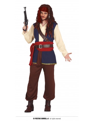 COSTUME UOMO CAPITANO PIRATA DEI CARAIBI TG. L...