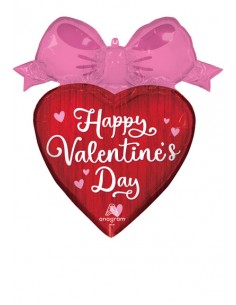 PALLONE CUORE JUMBO MYLAR HAPPY VALENTINE'S DAY CON FIOCCO