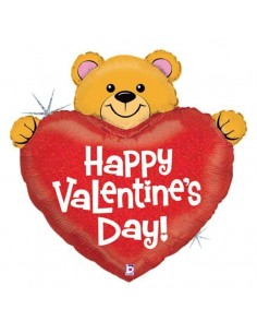 PALLONE MYLAR MINISHAPE BEAR HAPPY VALENTINE'S DAY! 35X30CM -