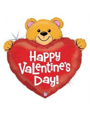 PALLONE MYLAR MINISHAPE BEAR HAPPY VALENTINE'S DAY! 35X30CM -