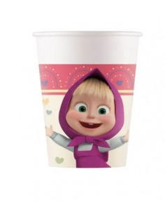 BICCHIERE CARTA 200CC MASHA E ORSO SWEET HEART 8PZ - L'Officina