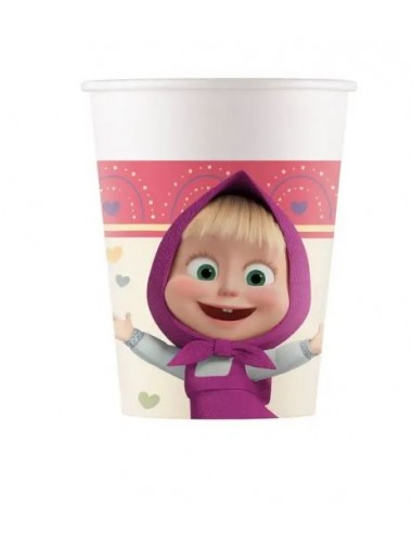 BICCHIERE CARTA 200CC MASHA E ORSO SWEET HEART 8PZ - L'Officina