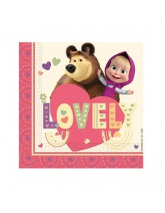 TOVAGLIOLO 33X33 CM MASHA E ORSO SWEET HEART 20PZ - L'Officina