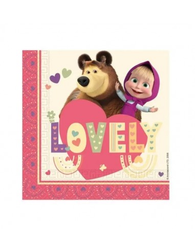 TOVAGLIOLO 33X33 CM MASHA E ORSO SWEET HEART 20PZ - L'Officina