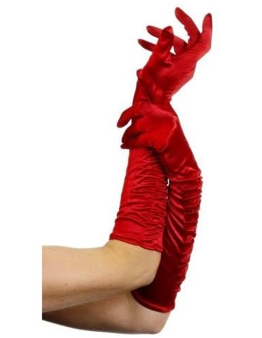 GUANTI ROSSI LUNGHI DRAPPEGGIATI ELASTICIZZATI
