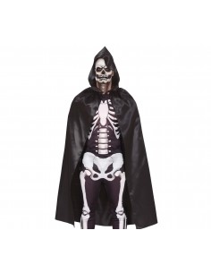 MANTELLO NERO CON CAPPUCCIO ADULTO 120CM  IN POLIESTERE