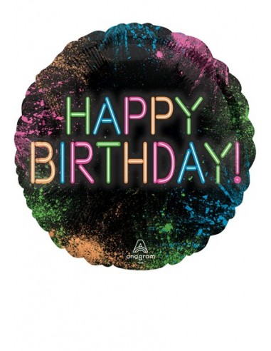PALLONE MYLAR 18" HAPPY BIRTHDAY FLUO 45CM - L'Officina delle