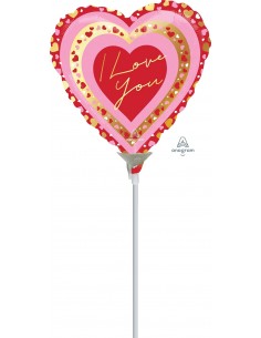 PALLONE MYLAR MINI CUORE 9" I LOVE YOU 23CM - L'Officina delle