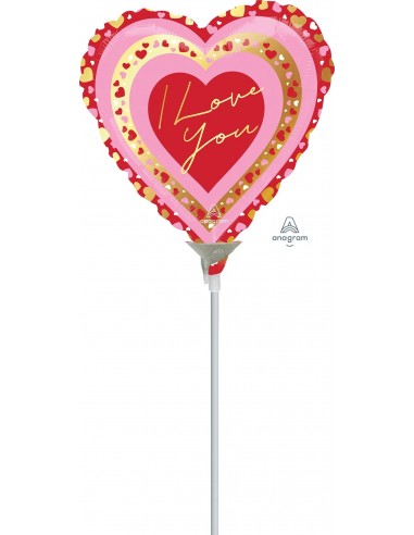 PALLONE MYLAR MINI CUORE 9" I LOVE YOU 23CM - L'Officina delle