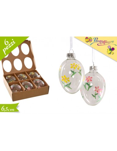 UOVA IN PLASTICA DECORATE IN SCATOLA 6PZ - L'Officina delle