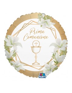 PALLONE MYLAR 18"  PRIMA COMUNIONE GIGLI 45CM