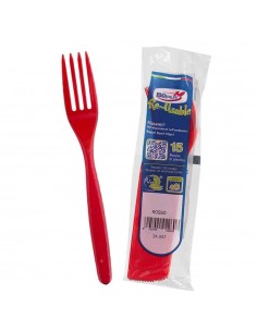 FORCHETTA COMPACT ROSSO TRASP. RIUTILIZZABILE 15PZ - L'Officina