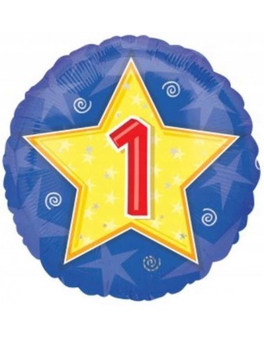 PALLONE MYLAR 18" N. 1 CON STELLA BLU