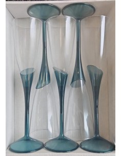 Calice flute champagne base nero 5pz - L'Officina delle feste