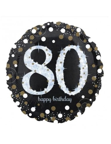 PALLONE 18"  80 HAPPY BIRTHDAY OLOGRAFICO 45CM 1PZ