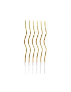 CANDELE SWIRL CON SUPPORTO ORO 6PZ