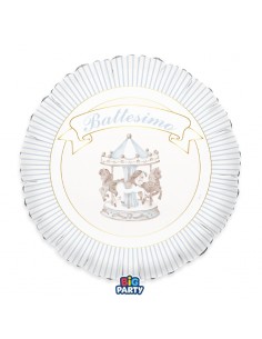 PALLONE MYLAR 18" 45CM BATTESIMO CARILLON CELESTE 1PZ