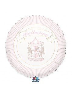 PALLONE MYLAR 18" 45CM BATTESIMO CARILLON ROSA 1PZ