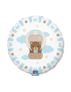 PALLONE MYLAR 18" TEDDY FRIENDS BY THUN CELESTE 45CM 1PZ