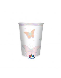 6 BICCHIERI CARTA 250CC BUTTERFLY PRISMATICI