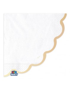 16 TOVAGLIOLI DIAM 33CM BIANCO CON DECORO CHAMPAGNE METAL