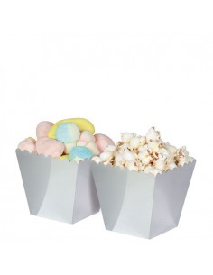 6 SWEET PARTY BOX ARGENTO SILVER METAL 6,5X8X6,5CM