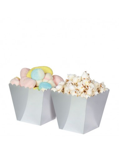 6 SWEET PARTY BOX ARGENTO SILVER METAL 6,5X8X6,5CM
