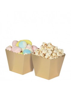 6 SWEET PARTY BOX ORO GOLD METAL 6,5X8X6,5CM