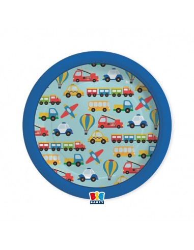 8 PIATTI CARTA 24CM VEICOLI