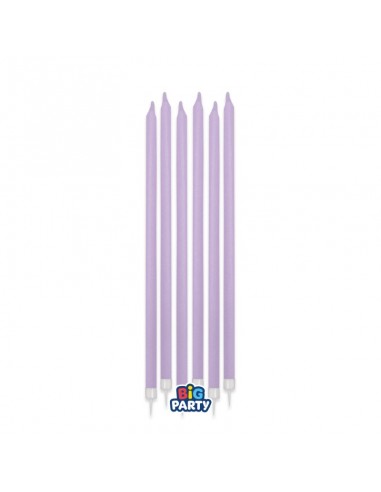 12 Candele Matite Lilla + supporto cm.15