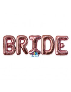 KIT PALLONI MYLAR SCRITTA BRIDE ROSE GOLD 390X102CM