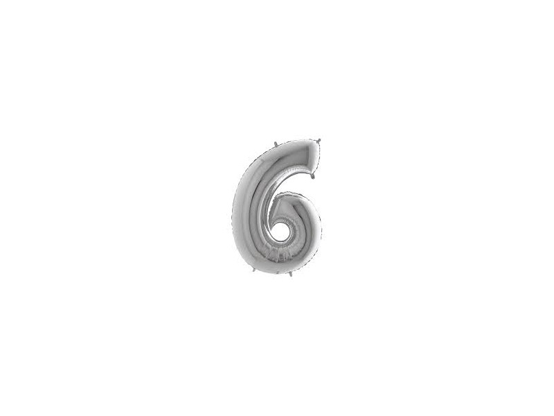 NUMERO MYLAR MINI SILVER 6 H. 18CM