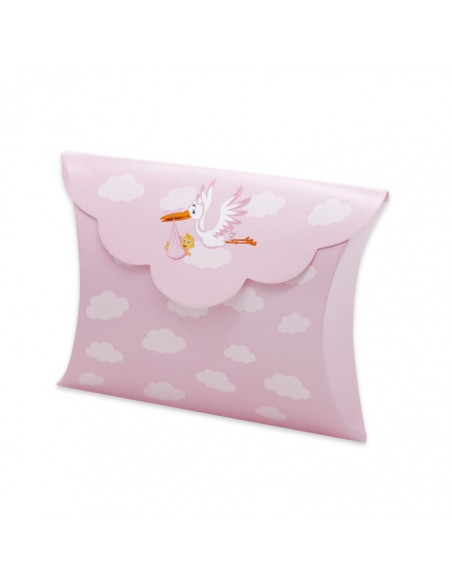 25 SCAT. BUSTA CICOGNA ROSA CM.10X8X3