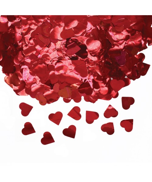 CORIANDOLI FOIL CUORI DIAM. CM. 2 ROSSI METAL GR.50
