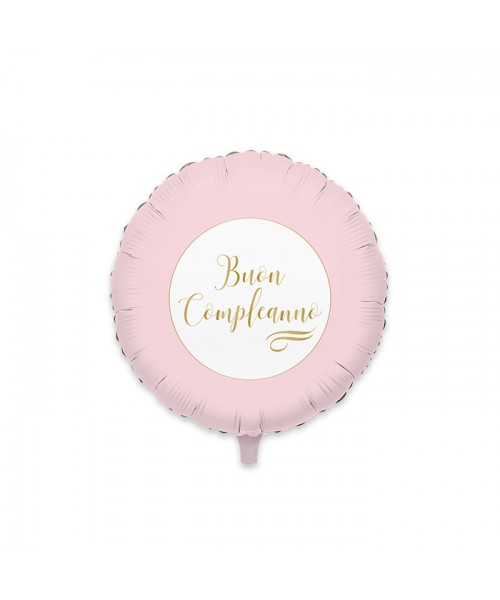 PALLONE MYLAR CM. 45 "BUON COMPLEANNO" ROSA CHIC