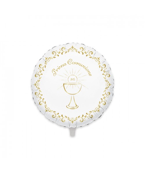 PALLONE MYLAR CM. 45 1° COMUNIONE GOLD METAL