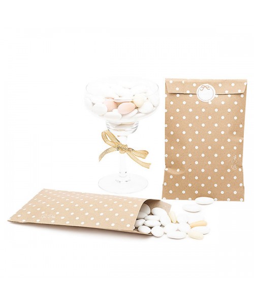 SACCHETTI CARTA KRAFT POIS BIANCO 13X20CM 8PZ